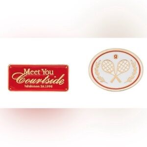 Lululemon Collectible Pins 2 pack: White and Lululemon Red